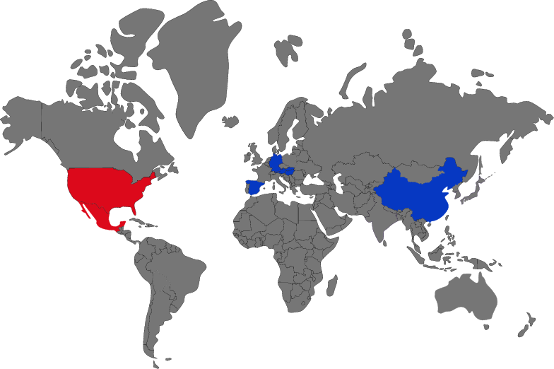 World map highlighting SCIO group locations